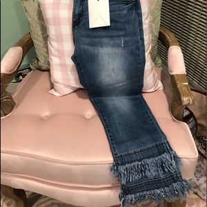 KanCan double fringe cropped jeans